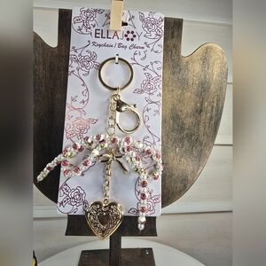 Ella Gold and Pink Heart Keychain/purse charm